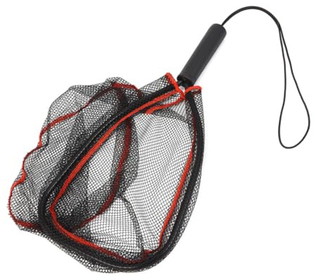 UKCOCO Mini Filet de Portable Noir Épuisette Compacte et Légère pour Aquarium Bassin et Crevettes Manche et Filet Délicat pour Capture sans Blessure