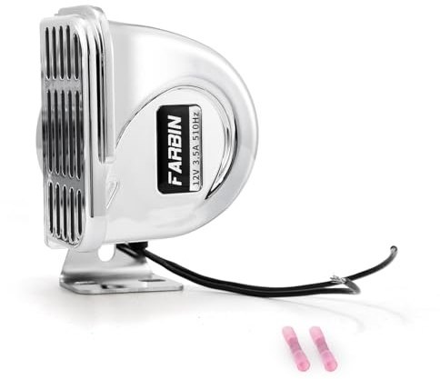 FARBIN Bootshupe 12V Edelstahl Boot Horn Wasserdicht Signalhorn Hoher Ton | Sockel aus Edelstahl, Verchromtes Gehäuse, Wasserdichte Gitterabdeckung, Passend für 12V-Boote