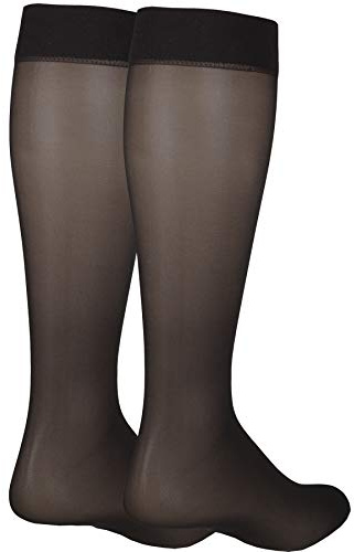 NuVein Sheer Compression Stockings for Women, 8-15 mmHg Support, Light Denier, Knee High, Closed Toe, Black, Medium