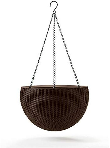 Keter Blumentopf mit Hängekette Pflanzampel Hängeampel Hängetopf (1, Braun)