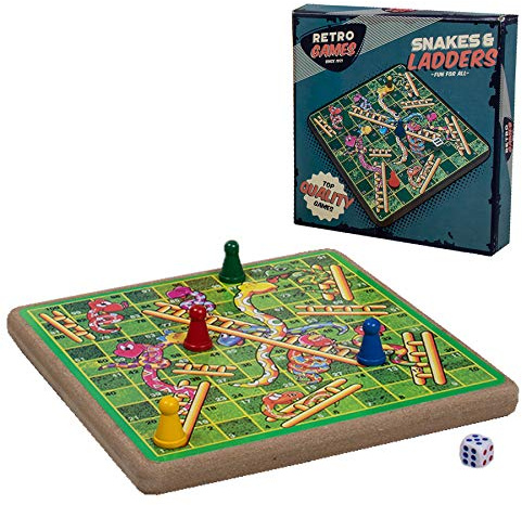 Retro Games Family Fun - Wooden Snakes and Ladders Christmas stocking filler