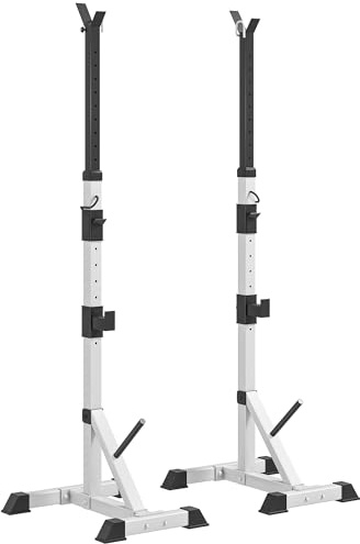 HOMCOM Weights Bar Barbell Rack Squat Stand Adjustable Portable Weight Lifting Max Load 200kg, Suitable For Home Gym Training Work Out