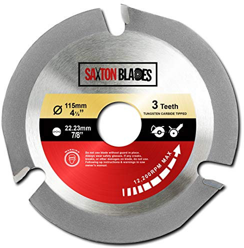 TCT1153T Saxton 115 mm 22,23 mm Bohrung Dorn TCT Kreissägeblatt für Winkelschleifer Holzschnitzen, Modellieren, Formen, Nuten und Schneiden