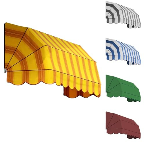 TENDEEVOLUTION Toldo Exterior Terraza Retráctil 4 Radios, Motorizado o Manual, Marquesina Puerta Exterior Personalizable con Tejido Tempotest o PVC (A. 300 X S. 80)