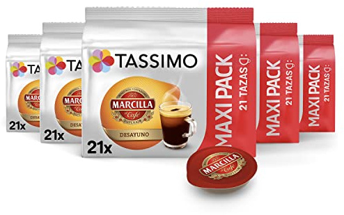 Tassimo Cápsulas de Café Marcilla Desayuno Big Pack | 105 Cápsulas Compatibles con Cafetera Tassimo - 5PACK - Amazon Exclusive | 5 Packs de 21 Cápsulas compatible con Cafetera Tassimo