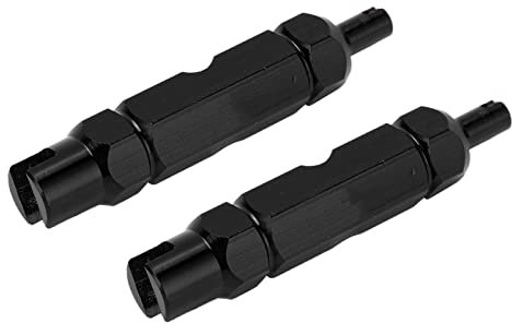 Entatial Fahrradreifen-Düsenschlüssel Ventilkernwerkzeug, Doppelkopf-Ventilkern-Entferner-Schlüssel Aluminiumlegierung Tragbar für abnehmbare französische Ventile für amerikanische Ventile(Schwarz)