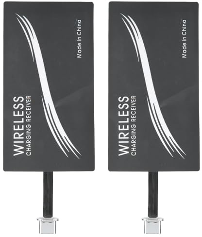VBESTLIFE Drahtlose Ladegerät-Empfänger, 2 Stück Universal Typ-C QI-Wireless-Ladegerät-Adapter, Handy-Aufkleber-Ladeempfänger