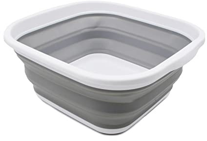 SAMMART zusammenklappbare Wanne (Weiß/Grau, 5.5L Wanne)