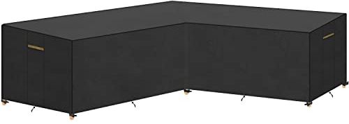 VANSHEIM Abdeckung Gartenmöbel L-Form Schutzhülle für Loungemöbel Wasserdicht L Form Abdeckplane für Outdoor Ecksofa Eck-Loungegruppe Abdeckhaube Winddicht für Gartenlounge Lounge 270x270x90/80cm