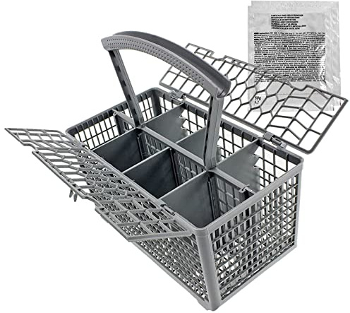 SPARES2GO Cutlery Basket Cage & Lid Compatible with Electrolux Dishwasher (Removable Handle, 235 x 242 x 130) + 2 Limescale Descalers