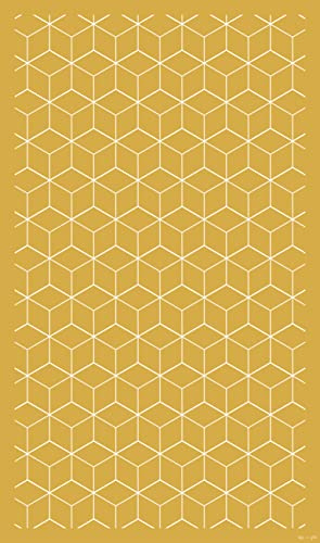 DobleUve Estudio Alfombra Vinílica Geométrica 06 | Color Amarillo | 47x80 cm | Alfombra Cocina Lavable Antideslizante | Alfombra Vinilica | Suelo Vinílico | Alfombra Vinilo Salón