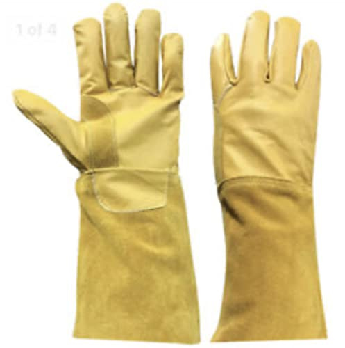 2 x Pairs - Premium Gold TIG Welders Welding PPE Protective Gardening Safety Heat Resistent Gloves Gauntlets