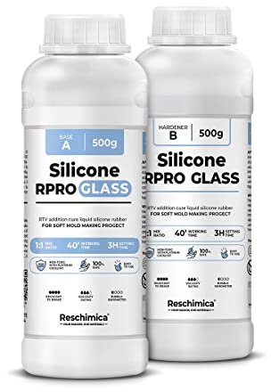 RESCHIMICA Silicona Líquida para Moldes Translúcida 1:1 R PRO GLASS (1 kg) | No Tóxica, Rápida, Ideal para Moldes de Resina, Cera, Yeso