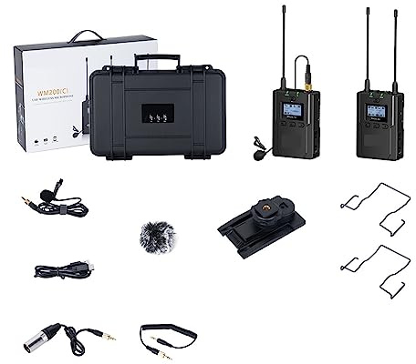 EBAYTV Kit Scheda Audio, Microfono lavalier wireless CVM-WM200A Microfono da bavero wireless professionale a 96 canali UHF doppio(WM200(C))
