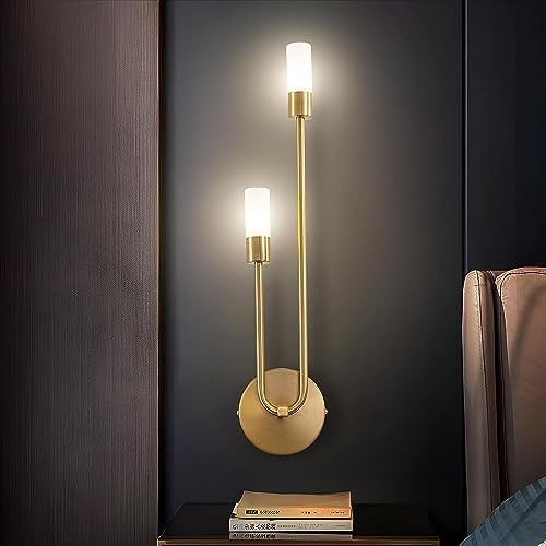 Wandbeleuchtung Modern LED Wandleuchte Glasschirm Wand Lampe Mid Century Modern Gold Wandlampe Schlafzimmer Nachttisch Badezimmer Beleuchtung Wohnzimmer Hintergrund Innen Flurlampe (Size : Left)