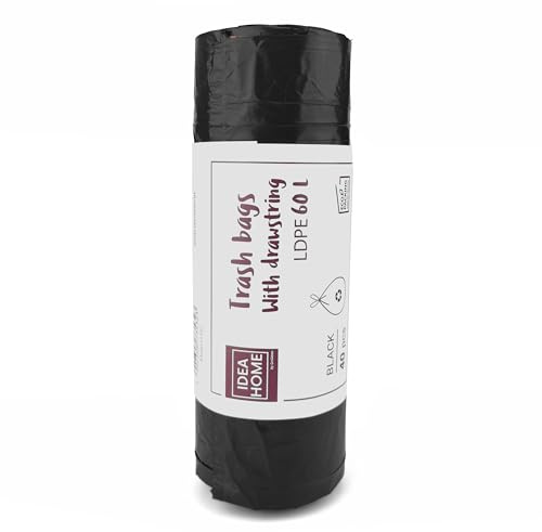 D.RECT Schwarze Müllsäcke 60L - 40 Stück - Perfekt für Alltag, Haushalt, Büro, Küche & Gastronomie