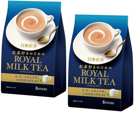 Nittoh Kocha Japanese Instant Royal Milk Tea, 8 Sticks, Set of 2 Packs
