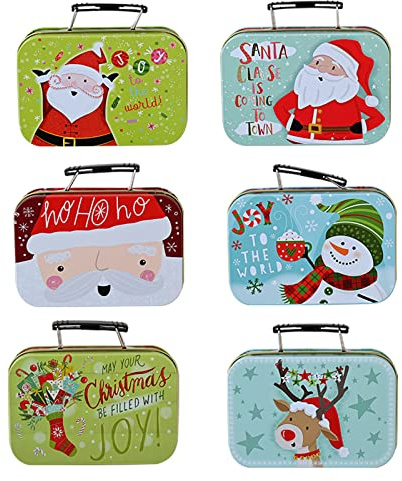Zeizafa Boîte à biscuits en métal vide pour boîte à bonbons de Noël, sac à friandises pour décoration de Noël, ensemble de table, boîte à bonbons en métal