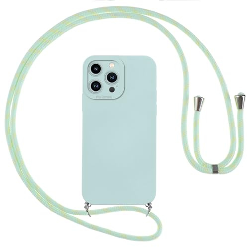 Vauki handyband Hülle für iPhone 13 Pro mit Band, HandyHülle mit Kordel, Weich Silikon TPU Stoßfest Bumper mit Kette zum Umhängen für iPhone 13Pro, Lanyard - Blau