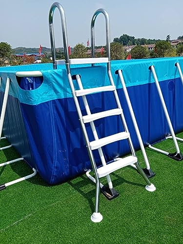 BOTOWI Carga De Escalera De Piscina Al Aire Libre sobre El Suelo 550 LB, 4 Escalones Piscinas Antideslizantes De Doble Cara Escalera De Tijera Escaleras De Piscina De Acero Inoxidable Thicken