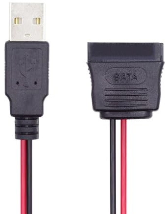 xiwai Single USB 2.0 to SATA Converter Adapter Cord 15Pin DC 5V Power Supply Hard Drive Cable for 6.3 cm SATA HDD SSD Disk Driver, 1FT