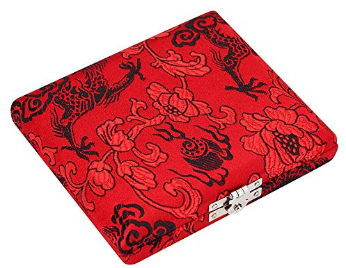 Sunicon Oboe Reed Case, Protect Against Moi stite Made of Wood Wooden Silk Cloth Cover Reed Case Holder Storage Box for 6pcs Oboe Reeds (Red)