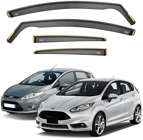 Ispeed Wind Deflectors For Ford Fiesta MK7 2008-2017 5 Door Hatchback 4pc Set - Keep Your Car Ventilated in Rain - Reduce Wind Turbulence - Tinted In-Channel type