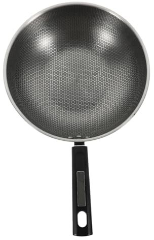Alipis Padella Antiaderente in Acciaio Inossidabile 34 Cm Fondo Piatto a Nido D’ape, Manico in Bachelite Ergonomico, Per Friggere Uova e Bistecche Su Tutti i Fornelli