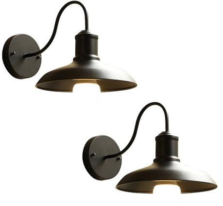 WYQSX Applique Murale Exterieur Vintage, Applique Murale E27, IP65 Luminaire Exterieur Style Industriel Noir - Diamètre 24cm Lampe Extérieur Aluminium (Ampoule Non Incluse)