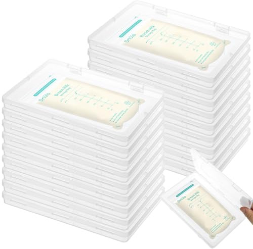 18 organizadores de almacenamiento de leche materna transparente para congelador, ahorro de espacio, almacenamiento de leche materna, bandeja para congelador, organización de bolsas de lactancia, 7.4