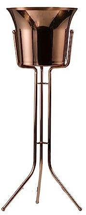 SFSLBFB Ice Bucket Stainless Steel Wine Ice Bucket with Steel Bucket Stand Wine Chiller on Stand Kitchen and Bar Ware Beverage/Silver (Rose Gold)