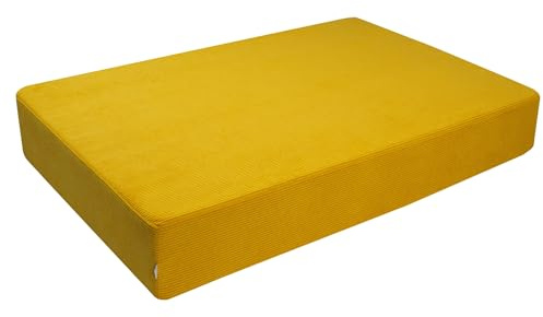 malwim Cord Hüpfmatratze für Kinder – 107x70x17cm | Indoor Sprungmatte – Made in Germany | Weich, Sicher & Langlebig | moderner Cordbezug Goldgelb