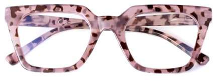 SKYWAY Occhiali da Lettura Donne, Grande Quadrato Occhio di Gatto Blu Luce di Blocco Lettori di Computer, Occhiali da Vista Moda con Cerniera a Molla (Rosa,2.5)