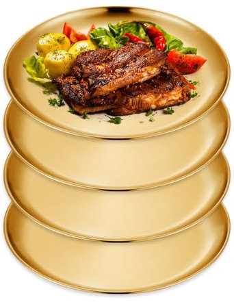 Oro Rotondo 14 cm, Decorativo Moderno, Vassoio Dorato Specchio, Candele, Metallo Cucina, Piatti da Portata Acciaio Inox, Vassoio per Gioielli Trucco