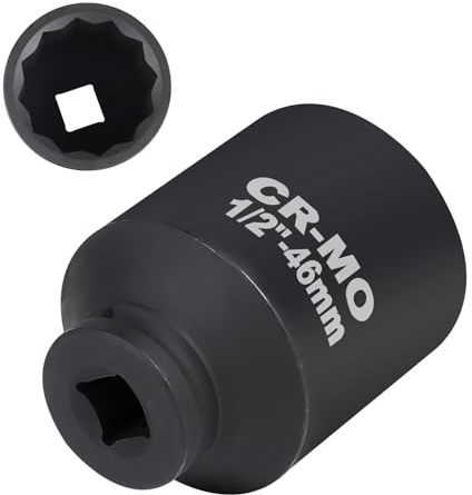 MIGUBIGU 1/2’’ 46mm Llave de Vaso Impacto 12 Caras, Llave de Vaso Multidiente, Llaves de Vaso de Doce Caras, Juego de Tuercas Multidientes de Acero al Cromo Vanadio