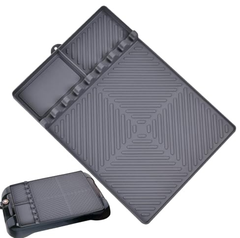 Fellflying Side Shelf Mat Grill Pad,Heat-Resistant BBQ Mat | Silicone Pad, Utensil Rest, Dishwasher Safe BBQ Tool for Outdoor Kitchen Counter