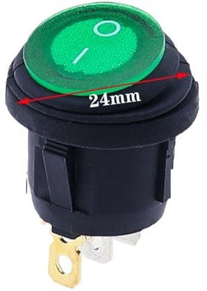 Lot de 4 mini interrupteurs à bascule ronds et étanches à 3 broches, 12-24 V, 220 V, KCD1, équipement électrique avec alimentation d'éclairage(GREEN 4PCS,4PCS_110V-220V)