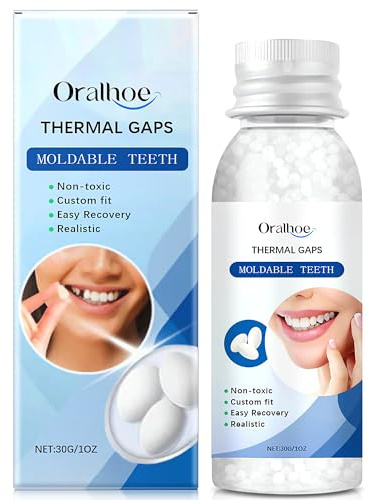 Temporary Tooth Restoration Kit, Dental Repair Denture Repair Beads for Temporary Fixation Filling Missing Broken Teeth Plastic Dentures, Moldable False Teeth Replacement
