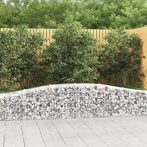 HaoChrymec Gabion with Arceau Haut, Galvanized Steel, Stable Construction, Jardinière à Gabion, Panier à Pierre, Parterre Surélevé en Gabion, Extérieur, 400 x 50 x 40/60 cm