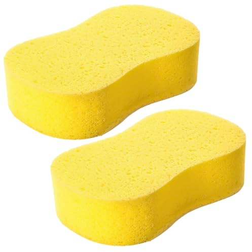 Jumbo Sponge, 2 Pack Car Sponges, Super Absorbent Car Wash Sponge for Car Exterior & Window Washing, Wheels, Windscreen & Bodywork and Motorbike Cleaning,Vehicle Cleaning Accessories (2PCS Yellow)