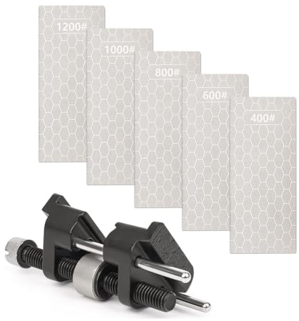 Fangxuee Kit per Affilatura Scalpelli - Guida di Affilatura e 5 Pietre Diamantate, Dispositivo Regolabile per Affilatura Scalpelli per Utensili da Lavorazione del Legno