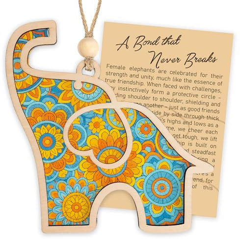 Elephant Gifts for Women, Elephant Ornament Gift with Story Card, Mandala Christmas Ornaments, Best Friend Birthday Gifts, Friendship Gift for Women, Birthday Gift for Mom