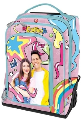 Rucksack Me Contro Te Rosa Mädchen Grundschule + Gratis 7 Stifte Schlüsselanhänger Pailletten Stift bunt