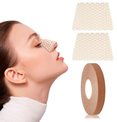 Thermoplastic Nasal Splint & Facial Lift Tape,Alcohol-Free,Electricity-Free Nose Fixation&Lifting Kit,Reusable Trapezoidal Nose Clip&Elastic Bandage,Beauty Care Accessories for Daily Use (3-Piece Set)