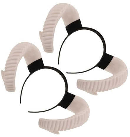 PACKOVE 2pcs Realistic Sheep Horn Headband with Lamb Ears Cosplay RAM Horns Headpiece for Halloween Party Photo Props Costume Accessories for Adults