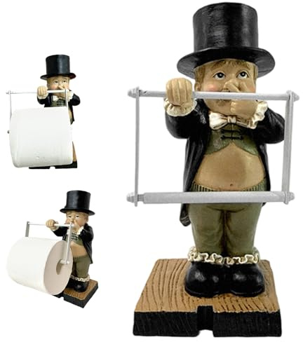 Funny Toilet Paper Holder Cute Unique Butler Statue Resin Tissue Box Cover Creative Home Decor for Bathroom & Living Room Modern Stylish Accessory (Large Size Foam Packaging)