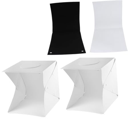 FIXOSHEE Light Box Fotografico con LED Integrate e Sfondi Colorati Bianco Nero Kit per Fotografia di Piccoli Oggetti Gioielli Elettronica Giocattoli