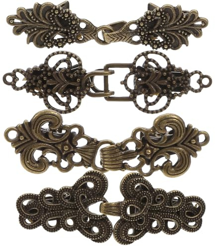 BESPORTBLE Lot de 4 Broches Vintage en Métal Couleur Bronze Ancien Pinces à Cardigan à Motif Nuage Ajouré Épingles à Col pour Pull Chemise et Châle Accessoire Élégant pour Tenue Féminine