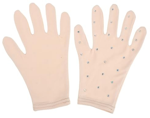 WHAMVOX Thermal Figure Skating Gloves with Rhinestone Decor – Non-slip Opaque Performance Ice Skating Gloves Skin Color L for 10-13 Years Old