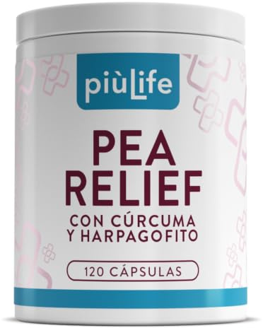 PEA Complément Alimentaire PiùLife 600 mg Palmitoyléthanolamide 120 Gélules | 3 par jour, Micronisée, Avec Boswellia Serrata, Griffe du Diable, Curcuma et Pipérine, Sans Gluten et Sans Lactose